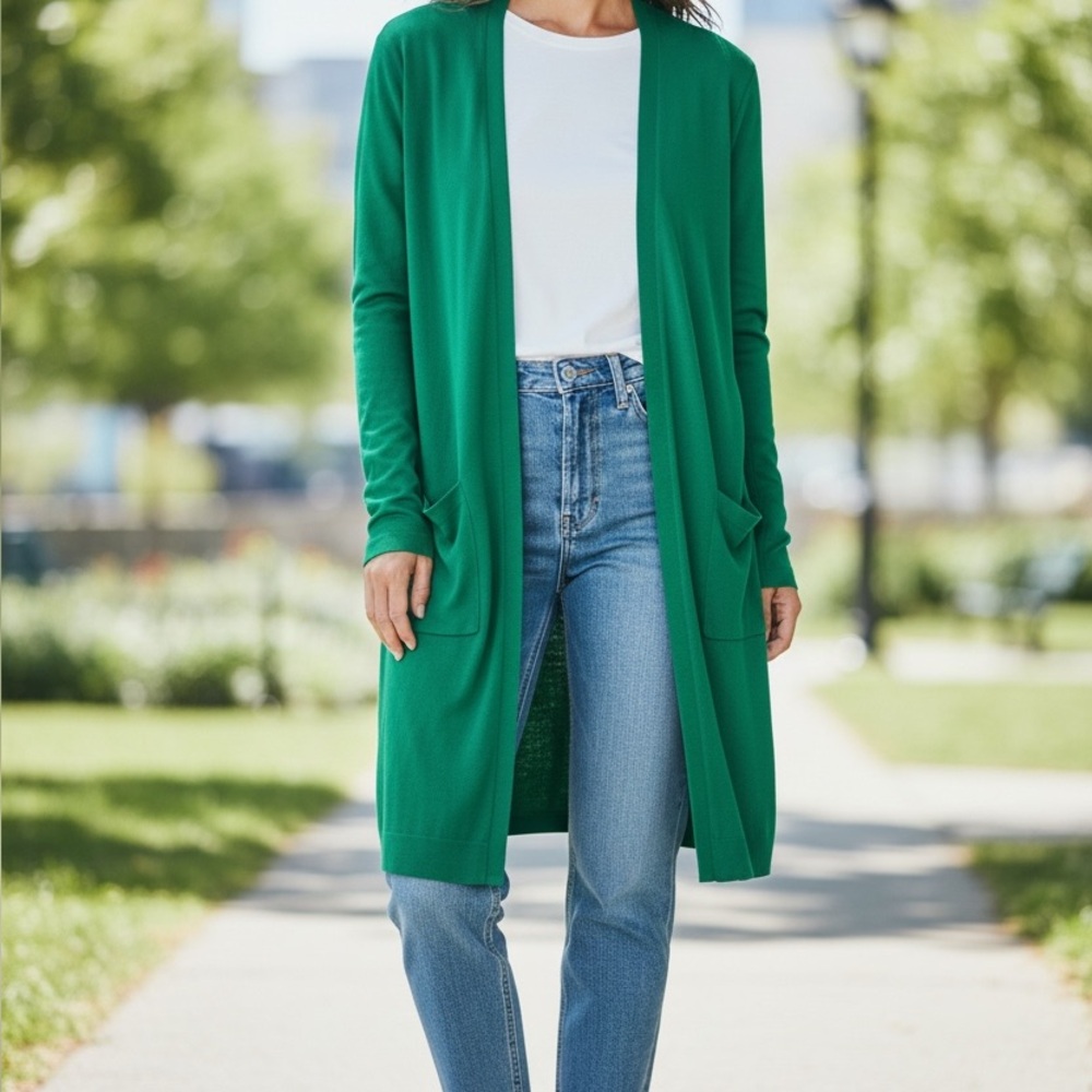 Halogen Teal Longline Cardigan